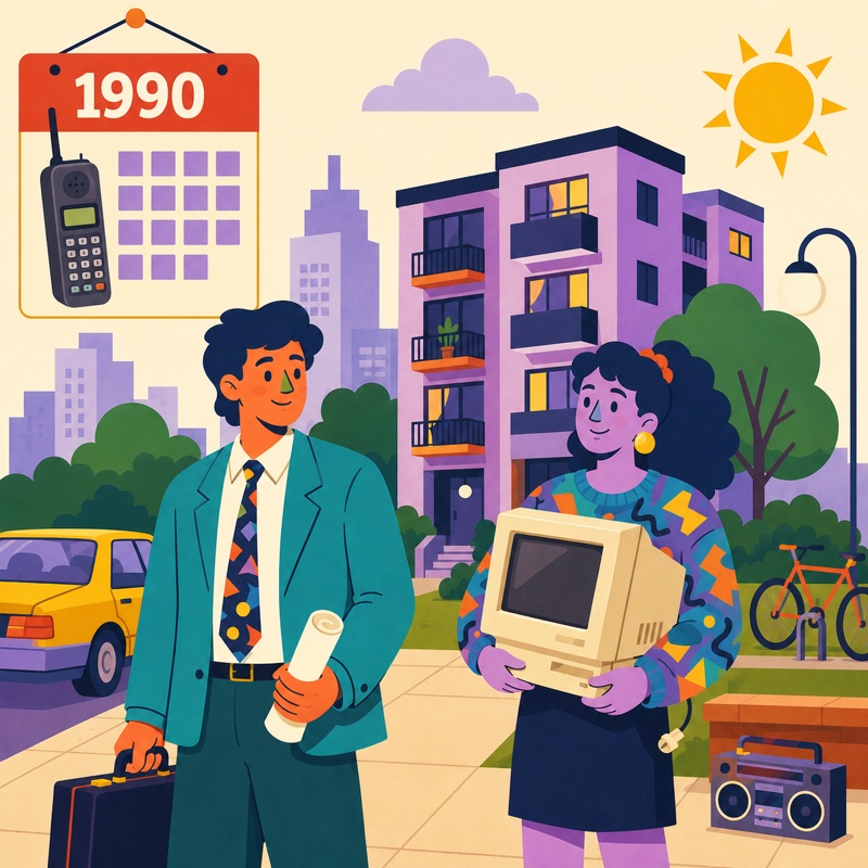 Young adults balancing careers and school in 1990.