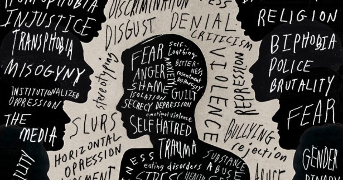 A person appearing distressed and withdrawn, illustrating the shame and anxiety of internalized homophobia.