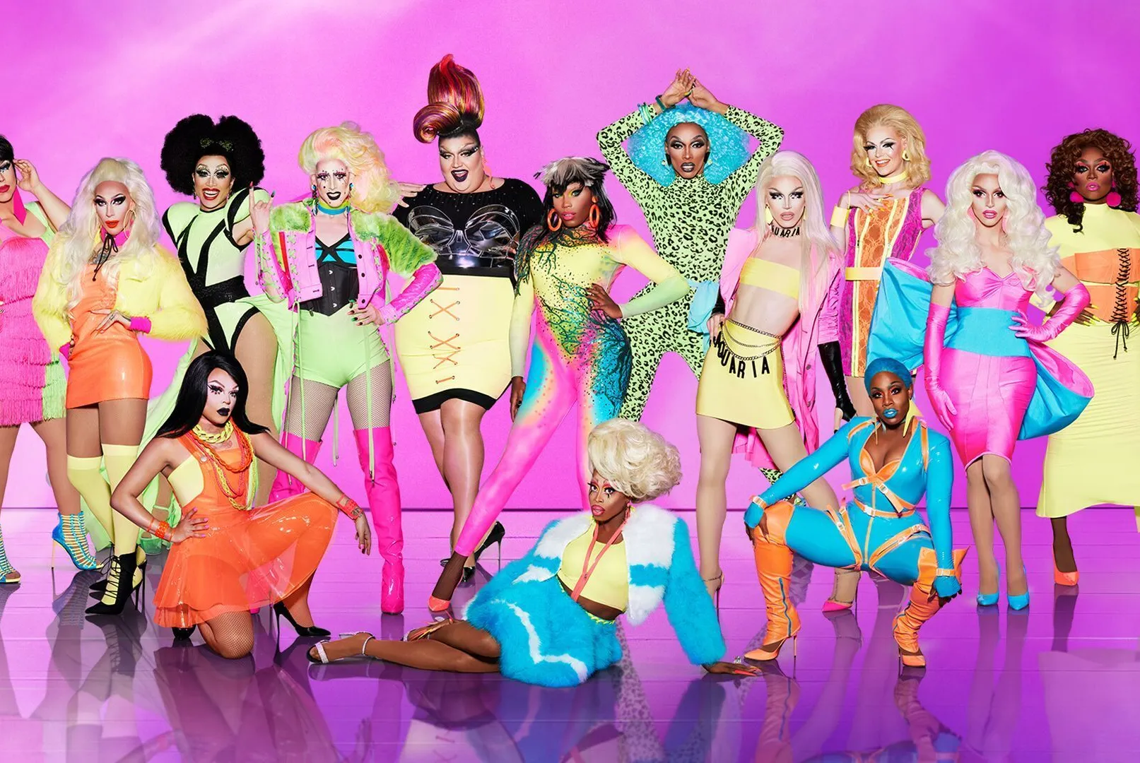 Drag performers from a popular reality television competition, an example of drag culture reaching a mainstream audience.