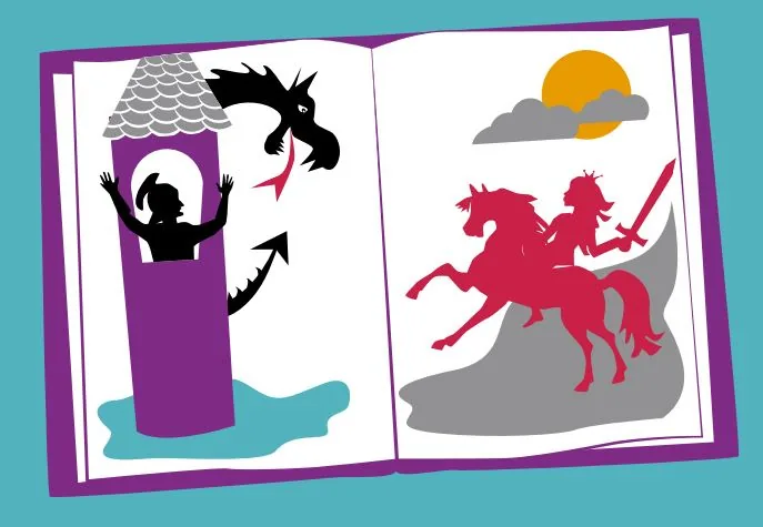 A children's media campaign image that inverts traditional gender stereotypes.