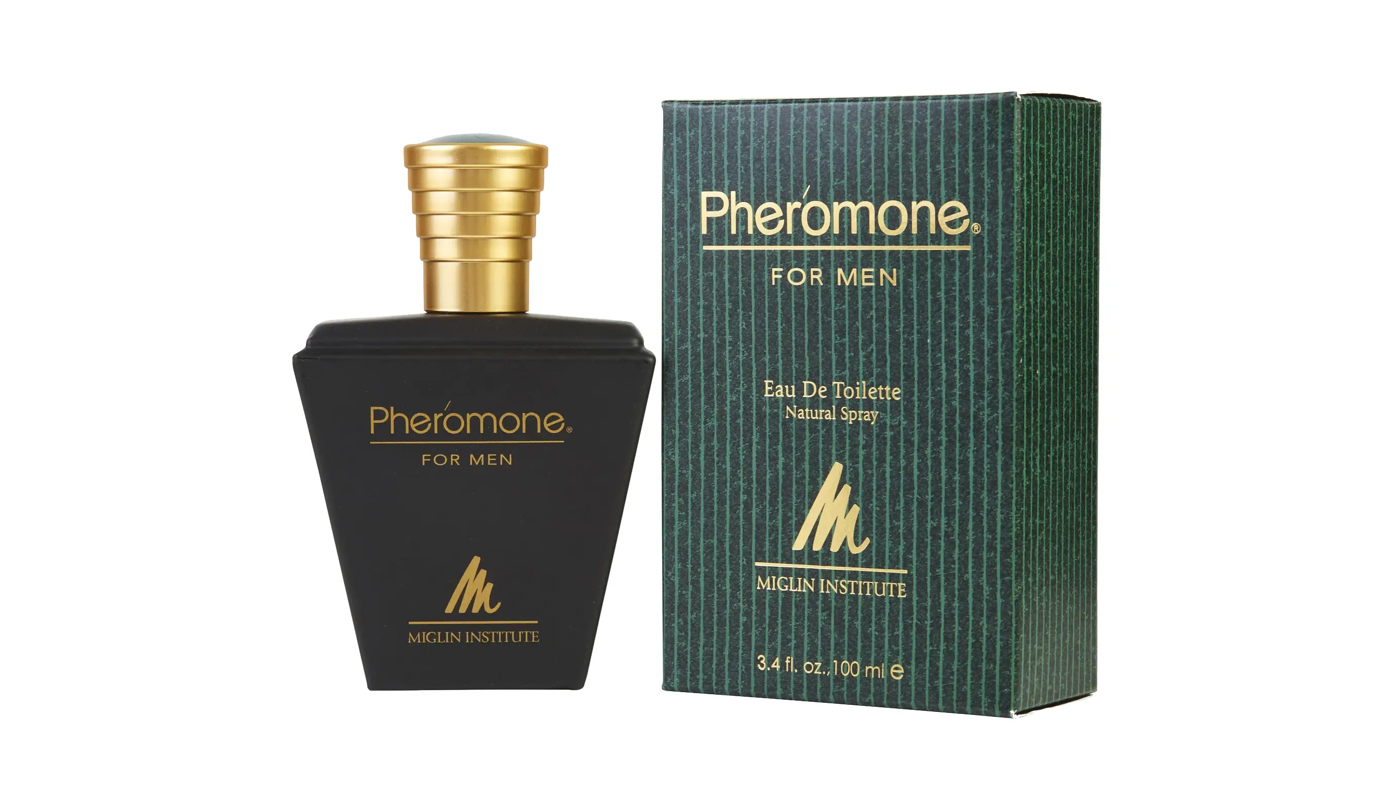A bottle of cologne marketed as containing human pheromones.